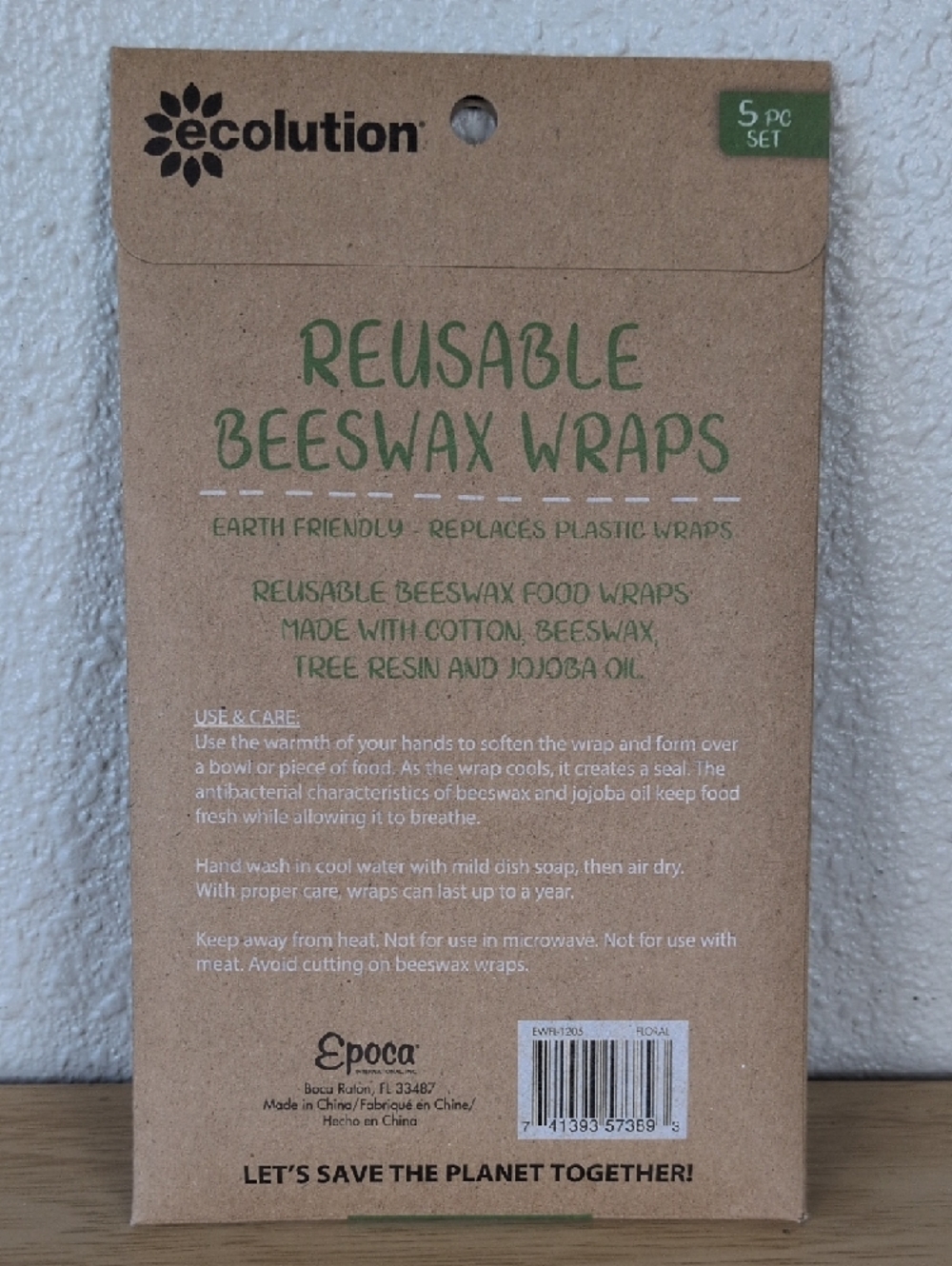 Ecolution Reusable Beeswax Wraps 5 pc Set - Picture 4 of 5